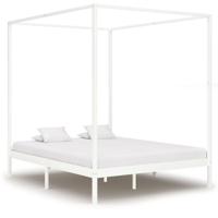 vidaXL Hemelbedframe massief grenenhout wit 160x200 cm - thumbnail