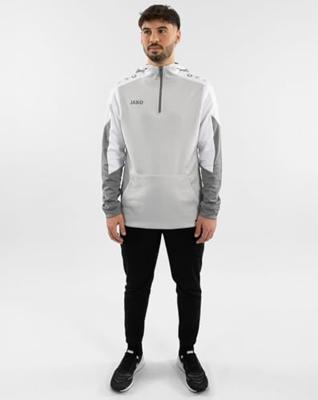 JAKO 6770 Sweater Met Kap Dynamic - Lichtgrijs/Wit/Grijs - L
