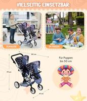 Tweeling Poppenwagen Linus Duo -Melange Antraciet Roze - thumbnail