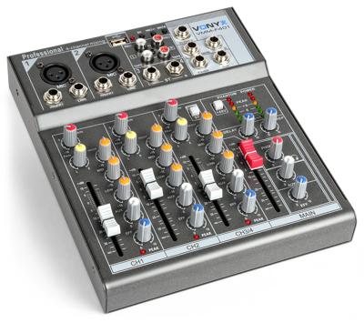 Vonyx VMM-F401 4-kanaals mixer met USB & MP3-speler