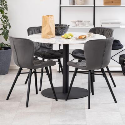 Bendt Ronde Eettafel 'Clement' Ø105cm, Wit Marmer/Zwart, kleur Wit/Zwart