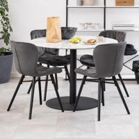 Bendt Ronde Eettafel 'Clement' Ø105cm, Wit Marmer/Zwart, kleur Wit/Zwart - thumbnail