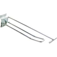 Lamelwand dubbelhaak 20cm met prijspendel chroom - thumbnail