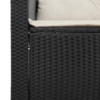 Tuinbank 3-zits met kussens poly rattan zwart - thumbnail