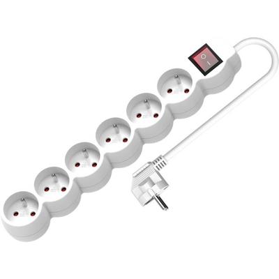 VALUE 6voudige stekkerdoos UTE, met schakelaar, wit, 3 m