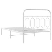 Bedframe met hoofdbord metaal wit 100x200 cm - thumbnail