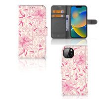 iPhone 14 Plus Hoesje Pink Flowers - thumbnail
