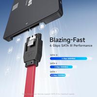 Cable Matters SATA III SATA-kabel van 6,0 Gbps met haakse hoek van 90 graden in pakket van 3 stuks (SATA 3-kabel) rood - 45 cm - thumbnail