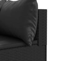 9-delige Loungeset met kussens poly rattan zwart - thumbnail