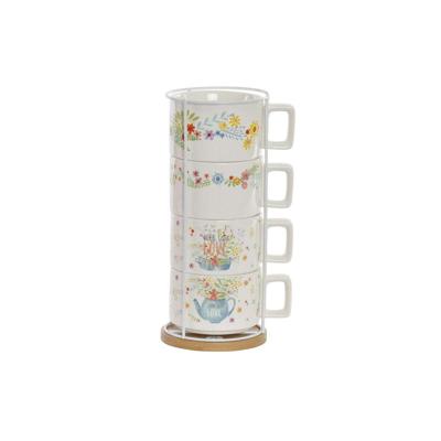 Set van koffiekopjes DKD Home Decor Multicolour Metaal Bamboe Dolomite 260 ml