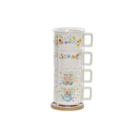 Set van koffiekopjes DKD Home Decor Multicolour Metaal Bamboe Dolomite 260 ml - thumbnail