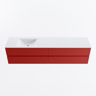 MONDIAZ VICA 200cm badmeubel onderkast Fire 4 lades. Wastafel CLOUD links zonder kraangat, kleur Talc.