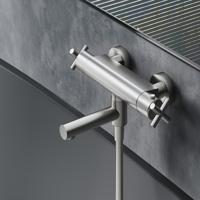 Hotbath Chap thermostatische vrijstaande badmengkraan geborsteld nikkel - thumbnail