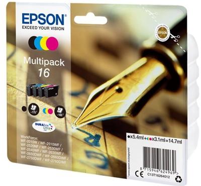 Epson Inktcartridge 16 Origineel Combipack Zwart, Cyaan, Magenta, Geel C13T16264012 Epson Inktcartridge 16 Origineel Combipack Zwart, Cyaan, Magenta, Geel C13T16264012