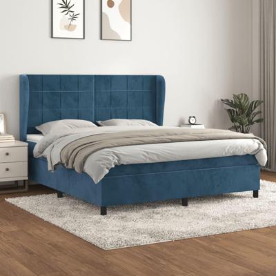 Boxspring met matras fluweel donkerblauw 160x200 cm