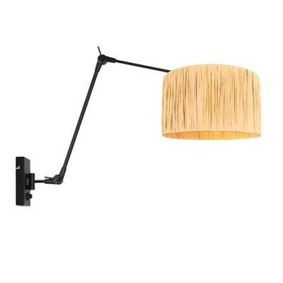 Steinhauer WandlampPrestige Chic zwart met strokleurige kap - 3795ZW