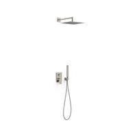 Regendoucheset Inbouw Tres Project 30 cm Vierkant Met Wandarm en Handdoucheset met Staafhanddouche RVS Tres - thumbnail