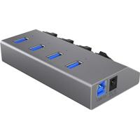 ICY BOX 4 Poorten Hub USB 3.0 Antraciet - thumbnail