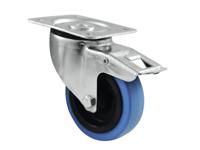 ROADINGER Swivel Castor 100mm BLUE WHEEL with brake - thumbnail