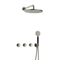 Hotbath Cobber - CB7067 - Inbouw Regendoucheset - Geborsteld Nikkel - 2 Stopkranen - Thermostatisch - Wandarm 40 cm - Hoofddouche 300 mm - Ronde Handdouche 3 Standen - met M106 - Waterbesparend - thumbnail