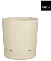 Mica Decorations Bloempot 'Coco' met schotel d17.5 h18.5 beige - thumbnail