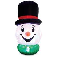 Led sneeuwmanhoofd discolicht polyester, 105 cm Hortus - Hortus - thumbnail