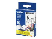 Labeltape Brother P-touch TZe-211 standaard 6mm zwart op wit - thumbnail