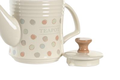 Theepot DKD Home Decor Beige Keramiek 1 L