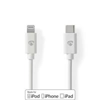 Nedis Lightning Kabel | USB 2.0 | Apple Lightning 8-Pins | USB-C Male | 480 Mbps | Vernikkeld | 1.00 m | Rond | PVC | Wit | Label - CCGL39650WT10 - thumbnail