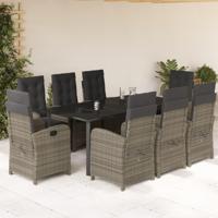 9-delige Tuinset met kussens poly rattan grijs - thumbnail