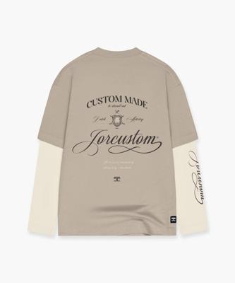 Jorcustom Handscript Double Layered Longsleeve T-Shirt Heren Taupe/Beige - Maat M - Kleur: BeigeTaupe | Soccerfanshop