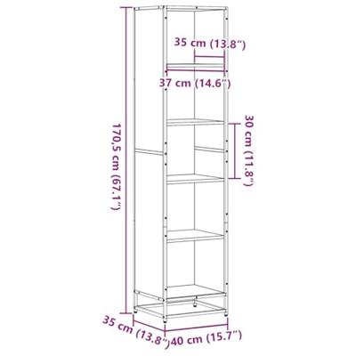 Boekenkast 40x35x170,5 cm bewerkt hout grijs sonoma eikenkleur