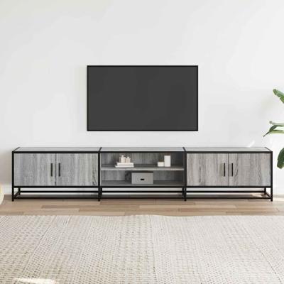 Tv-meubel 210x35x41 cm bewerkt hout grijs sonoma eikenkleurig
