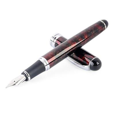 X750 briefpapier RVS Vulpen middellange NIB inkt pennen school Oiifice gift NIB grootte: 0.5 mm (rood patroon)