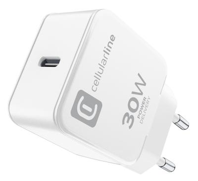 Cellularline USB-oplader 30 W USB-C USB PD Wit Thuis Snellader, USB Power Delivery (USB-PD)