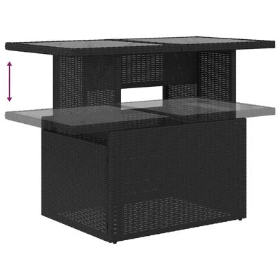 10-delige Loungeset met kussens poly rattan zwart - thumbnail