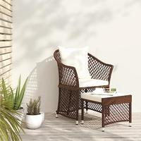 2-delige Loungeset met kussens poly rattan bruin - thumbnail