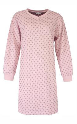 Tenderness fleece dames nachthemd lange mouw - Pink - roze warme winter nachtjapon