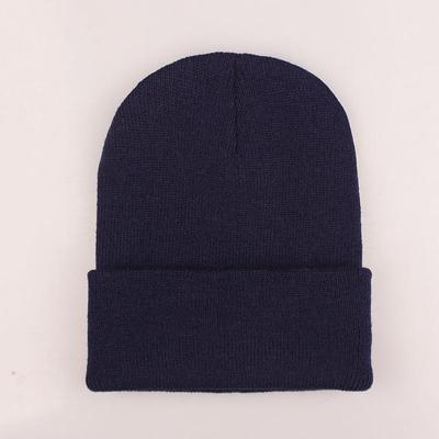 Eenvoudige effen kleur warme Pullover gebreide Cap voor mannen/vrouwen (Navy) Eenvoudige effen kleur warme Pullover gebreide Cap voor mannen/vrouwen (Navy)