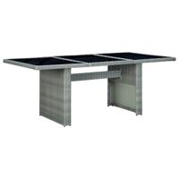 Tuintafel poly rattan en gehard glas lichtgrijs - thumbnail