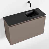 MONDIAZ OLAN 80cm toiletmeubel smoke. LEX wastafel urban rechts geen kraangat - thumbnail