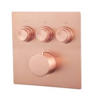 Wiesbaden Afbouwdeel Inbouwthermostaat Caral Klik Pro 3-weg Geborsteld Koper - thumbnail