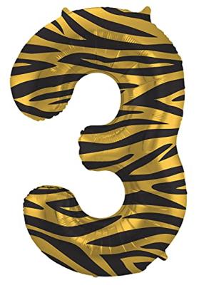 Folieballon Cijfer 3 Tijger Chic (86cm)