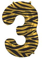 Folieballon Cijfer 3 Tijger Chic (86cm) - thumbnail