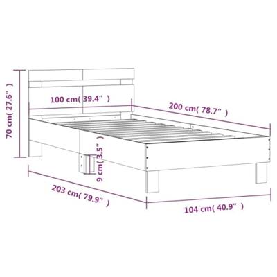 Bedframe met hoofdbord en LED-verlichting zwart 100x200 cm