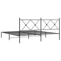 Bedframe met hoofdbord metaal zwart 183x213 cm - thumbnail