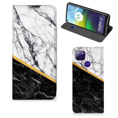 Motorola Moto G9 Power | Standcase | Marmer Wit Zwart - Origineel Cadeau Man