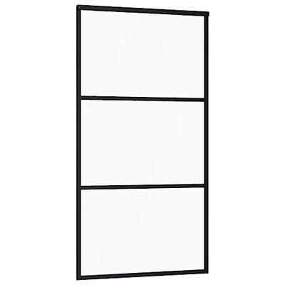 Schuifdeur 102x205 cm ESG-glas en aluminium zwart - thumbnail