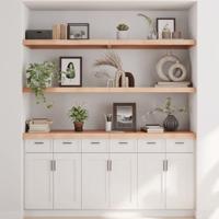 Wandschap 180x60x6 cm onbehandeld massief eikenhout - thumbnail