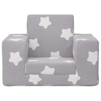 Kinderslaapbank met sterren zacht pluche lichtgrijs - thumbnail